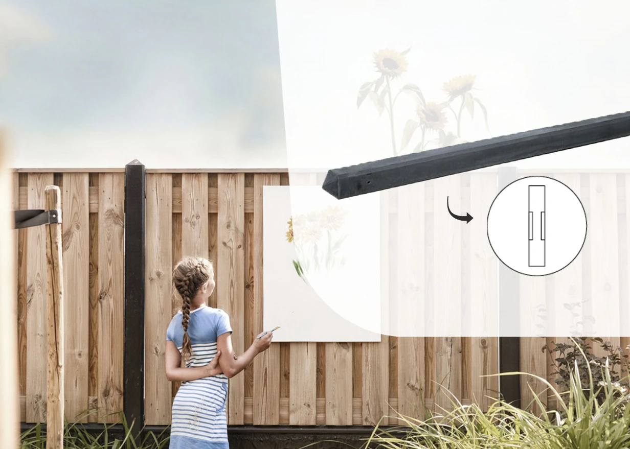 Lichtgewicht Beton Tussenpaal met Diamantkop 8.5 x 8.5 cm - Antraciet Ongecoat - Lengte 275 cm - Afbeelding 2